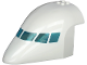 Part No: 67241pb01  Name: Aircraft Fuselage Forward Top Curved 8 x 12 x 6 with 6 Window Panes with Molded Trans-Light Blue Glass Pattern