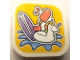 Part No: 68869pb012  Name: Tile, Modified 4 x 4 with Rounded Corners and 4 Feet with Lavender Surfboard, Coral Popsicle, White Unicorn Inflatable and Medium Blue Water Splash on Yellow Background Pattern (Sticker) - Set 41710