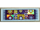 Part No: 69729pb210  Name: Tile 2 x 6 with Rug with Tassels, Stars, Pixelated Chevrons and Squares on Iridescent Mirrored Background Pattern (Sticker) - Set 41688