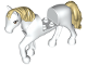 Part No: 69820c01pb04  Name: Horse, Friends Style with 2 x 2 Cutout and Movable Neck with Fixed Flexible Rubber Tan Tail and Mane with Reddish Brown Eyes, Black Eyelashes Pattern