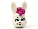 Part No: 73268pb01  Name: Minifigure, Head, Modified Bunny Rabbit with Magenta Curly Hair, Whiskers and Nose Pattern