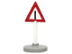 Part No: 747p01c02  Name: Road Sign with Post, Triangle with Generic Warning Pattern, Type 2 Base