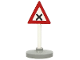 Part No: 747pb01c02  Name: Road Sign with Post, Triangle with 'X' Pattern, Type 2 Base