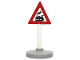 Part No: 747pb03c02L  Name: Road Sign with Post, Triangle with Train Engine Traveling Left Pattern, Type 2 Base