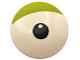 Part No: 75902pb41  Name: Minifigure, Shield Circular / Round Convex Face with Black Pupil and Lime Eyelid Pattern (Toy Story Alien Eye)