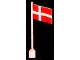 Part No: 776p03  Name: Flag on Flagpole, Wave with Denmark Pattern - No Bottom Lip