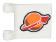 Part No: 80326pb004  Name: Flag 2 x 2 Square with Flared Edge with Orange and Red Classic Space Logo Pattern on Both Sides