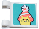Part No: 80326pb015  Name: Flag 2 x 2 Square with Flared Edge with Bright Light Yellow Hamster Face with White and Coral Striped Party Hat Pattern (Sticker) - Set 41806