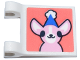 Part No: 80326pb016  Name: Flag 2 x 2 Square with Flared Edge with Bright Pink Chihuahua Dog with White and Blue Party Hat Pattern (Sticker) - Set 41806