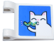 Part No: 80326pb018  Name: Flag 2 x 2 Square with Flared Edge with White Cat with Bright Pink Ears and Nose and Dark Turquoise Party Blower Pattern (Sticker) - Set 41806