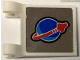 Part No: 80326pb020  Name: Flag 2 x 2 Square with Flared Edge with Blue and Red Classic Space Logo on Mirrored Background Pattern on Both Sides (Stickers) - Set 60348