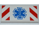 Part No: 87079pb0101  Name: Tile 2 x 4 with Red and White Danger Stripes and EMT Star of Life Pattern (Sticker) - Set 4429