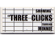 Part No: 87079pb0117L  Name: Tile 2 x 4 with 'SHOWING "THREE CLICKS STARRING MINNIE' on Black Grid Pattern (Sticker) - Set 10232