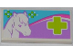 Part No: 87079pb0132  Name: Tile 2 x 4 with White Horse Head and Lime Cross Pattern (Sticker) - Set 3188