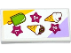 Part No: 87079pb0205  Name: Tile 2 x 4 with Ice Cream Cones and Ice Pop (Freezer / Lollipop / Lolly / Pole / Popsicle / Stick) Menu Pattern (Sticker) - Set 41094