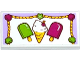Part No: 87079pb0206  Name: Tile 2 x 4 with Ice Cream Cone, Popsicles and Rope Trim with Shells and Star Pattern (Sticker) - Set 41094