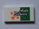 Part No: 87079pb0290  Name: Tile 2 x 4 with 'Auto Service 24-7' and Orange Stars on White Background Pattern (Sticker) - Set 60097