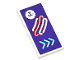 Part No: 87079pb0371  Name: Tile 2 x 4 with Hot Dog, Price Tag and 3 Arrows on Dark Purple Background Pattern (Sticker) - Set 41129