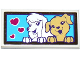 Part No: 87079pb0372  Name: Tile 2 x 4 with 2 Dogs and 3 Magenta Hearts on Medium Azure Background Pattern (Sticker) - Set 41124