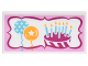 Part No: 87079pb0385  Name: Tile 2 x 4 with Sign with 2 Balloons, Birthday Cake with 7 Candles in Magenta and Bright Pink Frame Pattern (Sticker) - Set 41132