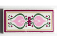 Part No: 87079pb0700  Name: Tile 2 x 4 with Bright Pink Crest and Sand Green Scrollwork Pattern (Sticker) - Set 41068
