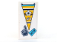 Part No: 87079pb0816  Name: Tile 2 x 4 with Yellow Pennant with Star and '#1', Dark Blue 'MVP' and Pointing Finger Hand Pattern (Sticker) - Set 41328