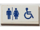 Part No: 87079pb1175  Name: Tile 2 x 4 with Blue Man, Woman and Wheelchair Silhouettes (Restroom) Pattern (Sticker) - Set 40346