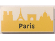 Part No: 87079pb1198  Name: Tile 2 x 4 with Black 'Paris' on Yellow Landmark Skyline Pattern