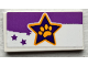 Part No: 87079pb1253  Name: Tile 2 x 4 with Bright Light Orange Paw Print in Dark Purple Star, Medium Lavender Stripe and Stars Pattern (Sticker) - Set 41691