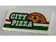 Part No: 87079pb1321  Name: Tile 2 x 4 with 'CITY PIZZA', Red and Green Stripes and Orange, Black and Yellow Half Pizza Pattern (Sticker) - Set 60292