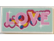 Part No: 87079pb1368  Name: Tile 2 x 4 with Bright Pink 'LOVE' and Multicolored Hearts on Light Aqua Background Pattern (Sticker) - Set 40679