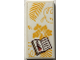 Part No: 87079pb1530  Name: Tile 2 x 4 with Towel with Bright Light Orange Flowers and Leaves and Open Magazine Pattern (Sticker) - Set 41720
