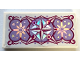 Part No: 87079pb1612  Name: Tile 2 x 4 with Cushion with Iridescent Mirrored Flowers and Stars, Magenta Filigree, Suns and Moons on Lavender Background Pattern (Sticker) - Set 41686