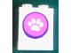 Part No: 87552pb073  Name: Panel 1 x 2 x 2 with Side Supports - Hollow Studs with White Paw Print in Dark Pink Circle Pattern (Sticker) - Set 41345