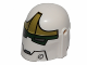 Part No: 87610pb06  Name: Minifigure, Headgear Helmet with Holes, SW Bounty Hunter with Jaw and Dark Green and Olive Green Pattern