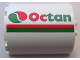Part No: 87926pb002L  Name: Cylinder Half 3 x 6 x 6 with 1 x 2 Cutout with Red and Green Stripes and Octan Logo Pattern Model Left Side (Sticker) - Set 7939