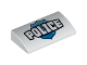 Part No: 88930pb037  Name: Slope, Curved 2 x 4 x 2/3 with Bottom Tubes with 'POLICE' over Blue Badge Pattern