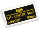 Part No: 88930pb046  Name: Slope, Curved 2 x 4 x 2/3 with Bottom Tubes with Yellow Train Logo, 'CITY CENTER 5min' and 'AIRPORT 10min' Pattern (Sticker) - Set 60050