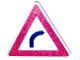 Part No: 892pb005  Name: Road Sign 2 x 2 Triangle with Clip with Red Border and Black Curve Ahead Pattern