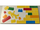 Part No: 90498pb48R  Name: Tile 8 x 16 with Bottom Tubes, Textured Surface with Yellow, Orange, Dark Azure, Red and Bright Green Bricks, Brick Wall and Minifigure Pattern Model Right Side