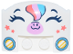 Part No: 93604pb025  Name: Wedge 3 x 4 x 2/3 Triple Curved with Unicorn Face with Medium Azure, Bright Pink and Coral Hair and Nose, Dark Blue Eyes and Yellow Headlights Pattern