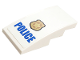 Part No: 93606pb122  Name: Slope, Curved 4 x 2 with Black Outlined Gold Badge and Blue 'POLICE' Pattern (Sticker) - Set 60141
