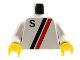 Part No: 973p14c01  Name: Torso Town with Letter S and Black and Red Stripes Pattern / White Arms / Yellow Hands