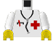 Part No: 973p25c01  Name: Torso Hospital Red Cross Shirt and Stethoscope Pattern / White Arms / Yellow Hands