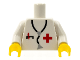 Part No: 973p25newc01  Name: Torso Hospital Red Cross Shirt and Stethoscope Pattern, Inside with Ribs (Reissue) / White Arms / Yellow Hands