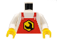Part No: 973pb0113c01  Name: Torso Overalls Red with Black Wrench Head in Yellow Hexagon Pattern / White Arms / Yellow Hands