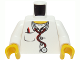Part No: 973pb0408c01  Name: Torso Hospital Lab Coat, Open Collar, Stethoscope, Pocket Pen, and Thermometer Pattern / White Arms / Yellow Hands