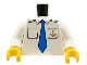Part No: 973pb0434c01  Name: Torso Boat Anchor Logo, Blue Tie, Two Pockets Pattern / White Arms / Yellow Hands