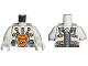 Part No: 973pb0435c01  Name: Torso Space Mars Mission Astronaut with Orange and Silver Pattern / White Arms / White Hands