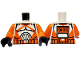 Part No: 973pb0760c01  Name: Torso SW Armor Clone Trooper with Orange Markings Pattern (Clone Wars) / Orange Arms / Black Hands